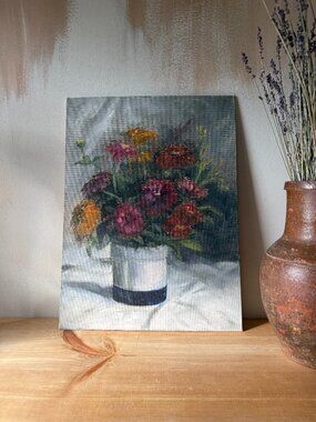 Original Floral Oil Painting | Impressionist Still Life | 12x16